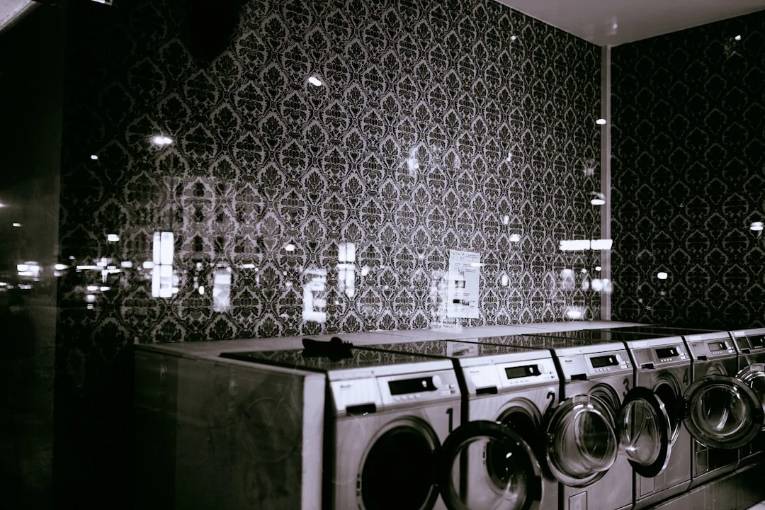 photography of gray washer and dryer during daytime