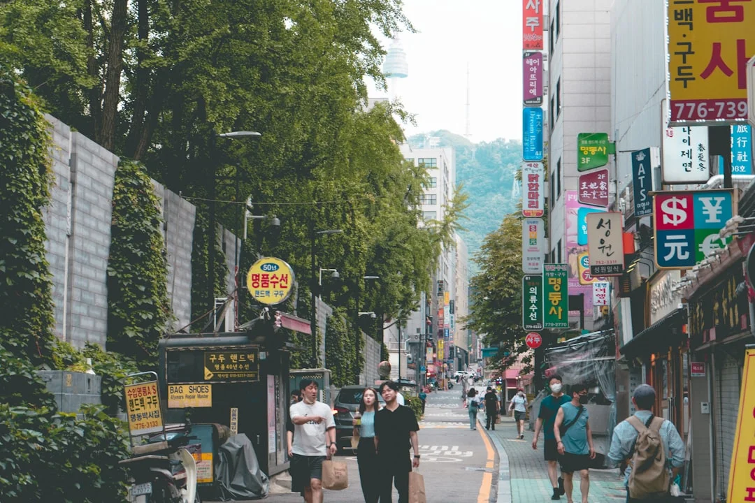 people walking on a street