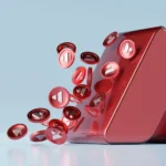 a red and white game controller