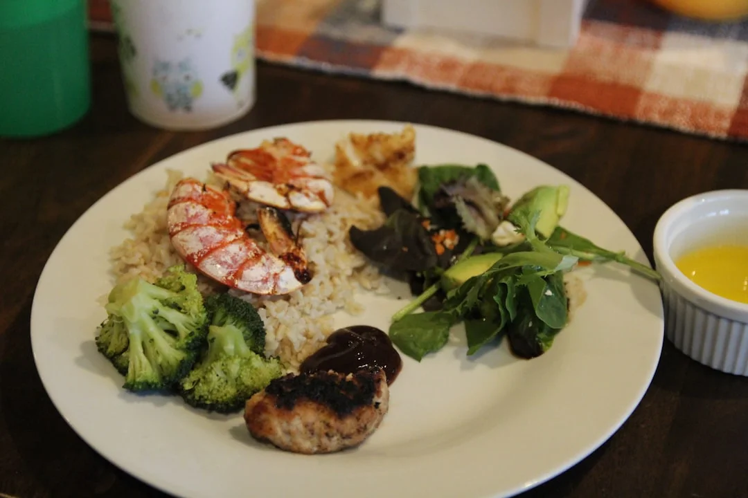 cooked food on white ceramic plate